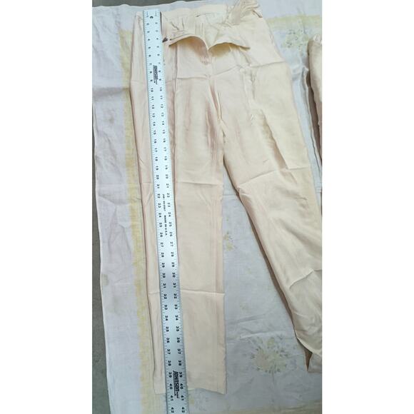 Noviello Bloom Silk 2‑Piece Pant Suit Size 8 Ivory Blush Made in USA Womens - Picture 16 of 16